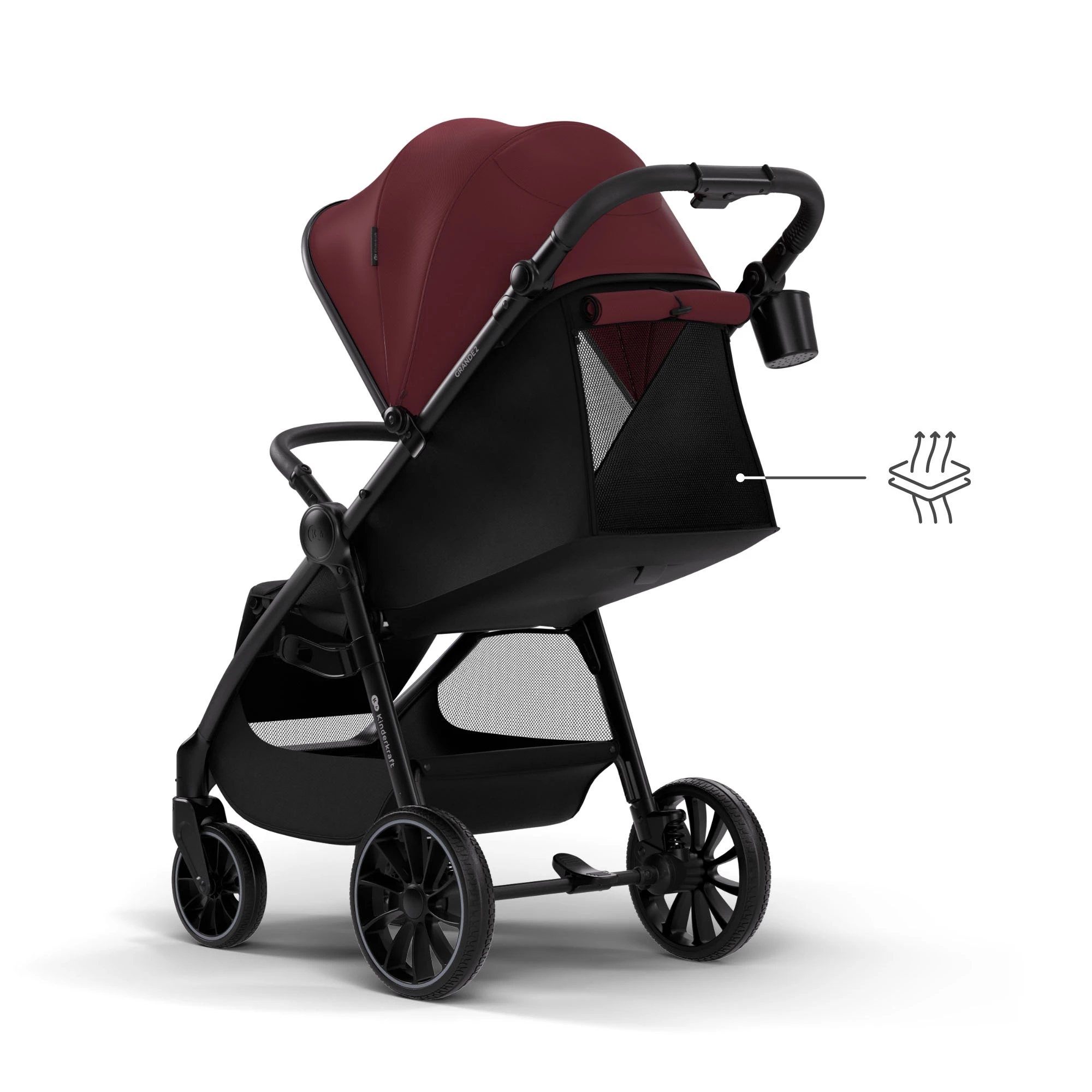 Прогулянкова коляска Kinderkraft Grande 2 Burgundy
