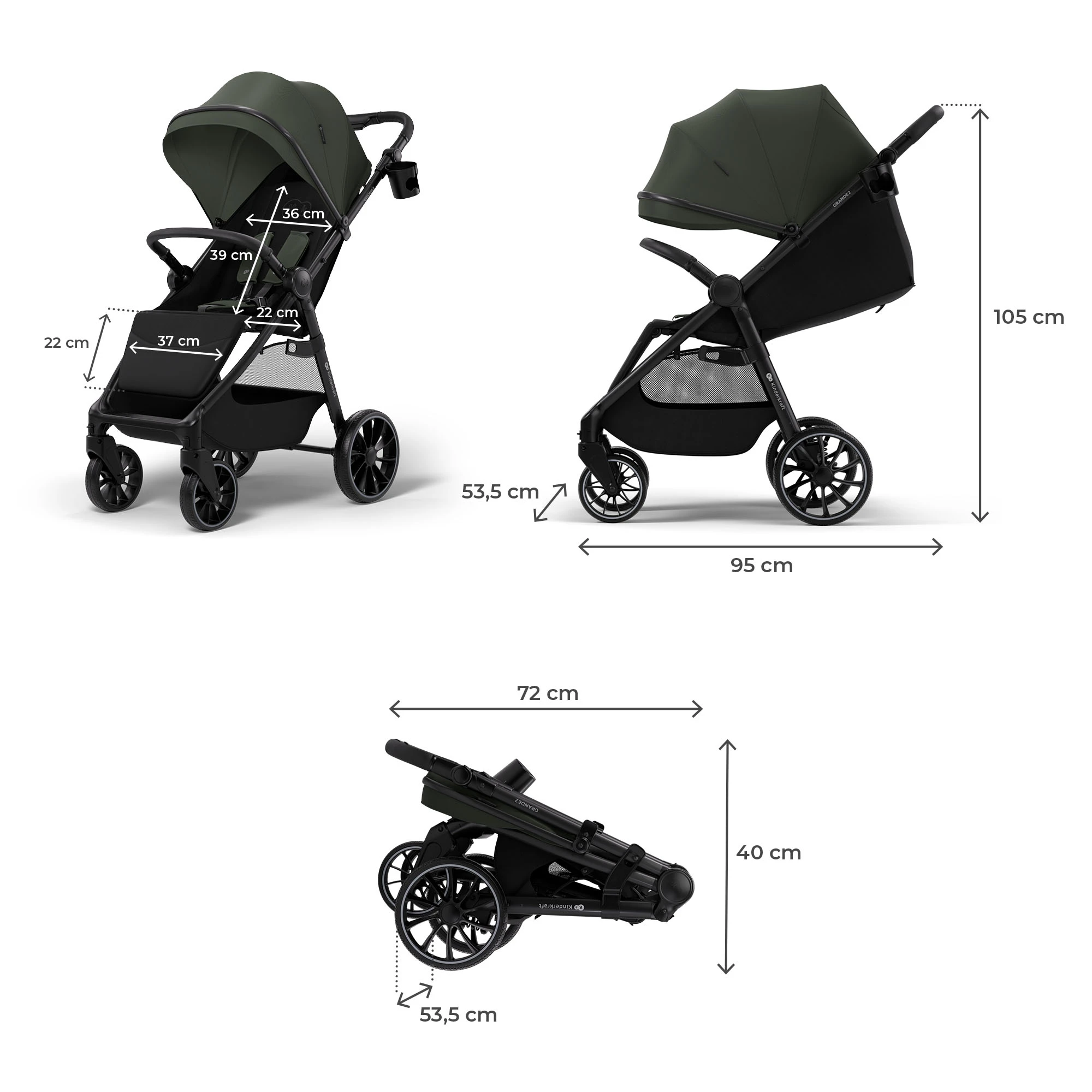 Прогулочная коляска Kinderkraft Grande 2 Green