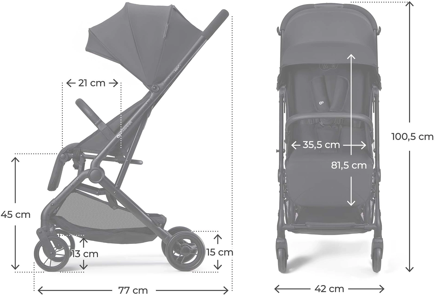 Прогулянковий візок Kinderkraft Indy 3 Coal Black