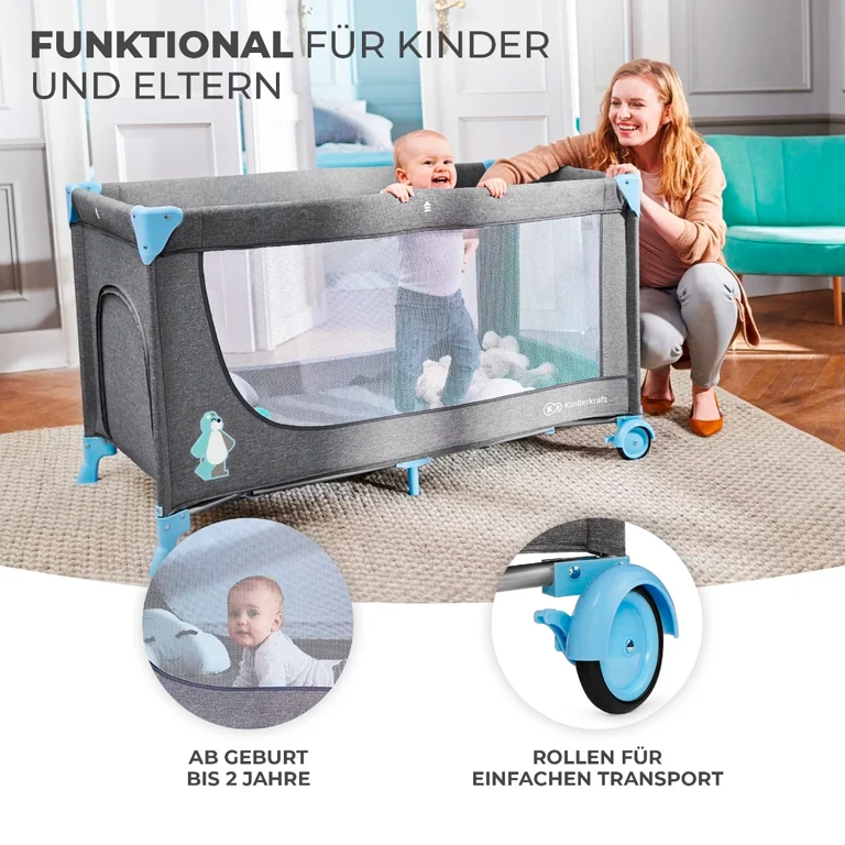 Дитячий манеж Kinderkraft Joy Blue