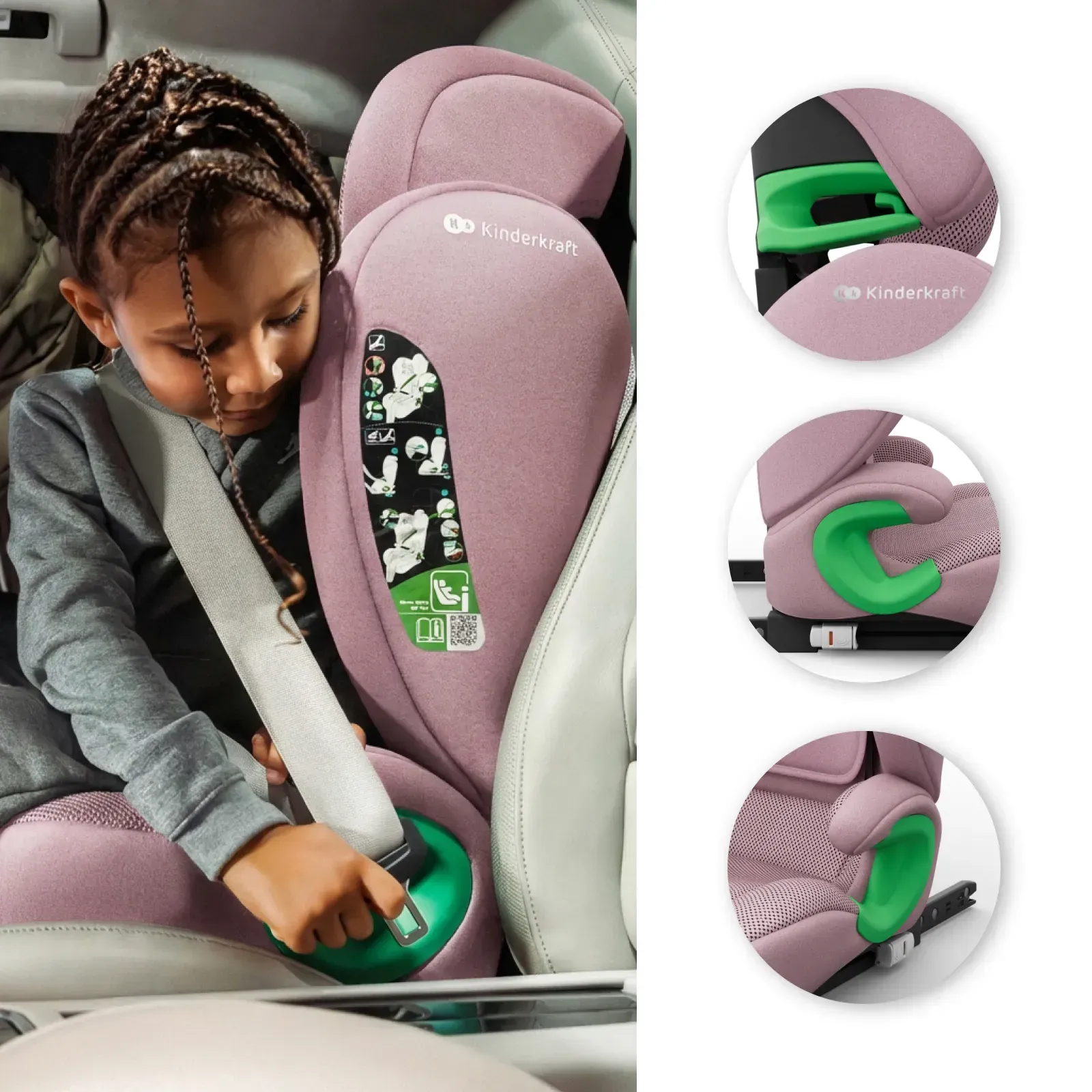 Автокрісло Kinderkraft Junior Fix 2 Plus i-Size Pink