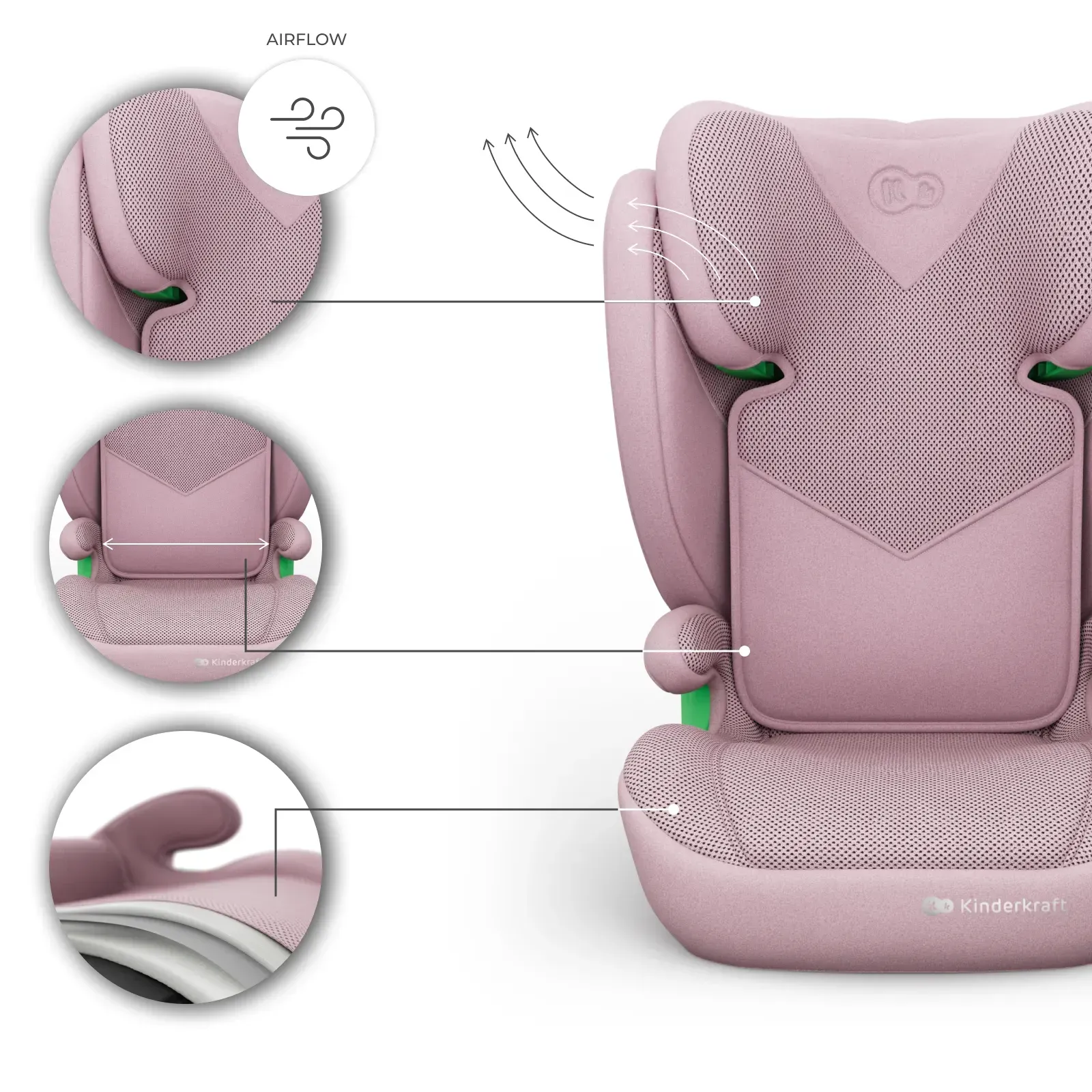 Автокрісло Kinderkraft Junior Fix 2 Plus i-Size Pink