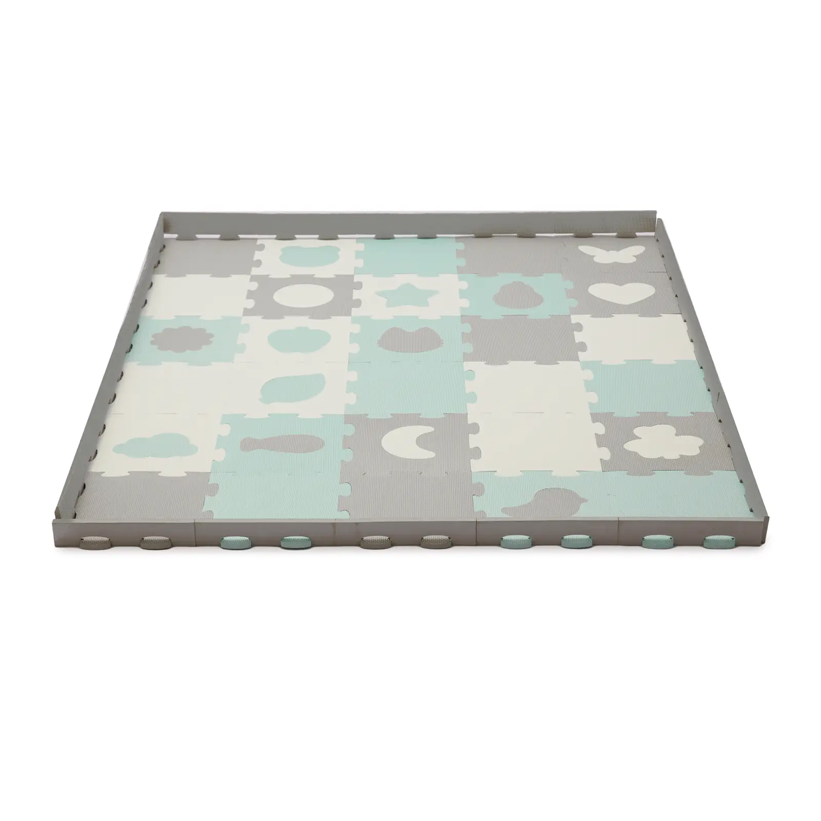 Коврик-пазл Kinderkraft Luno Shapes Mint, 30 элементов (KPLUSH00MIN0000)