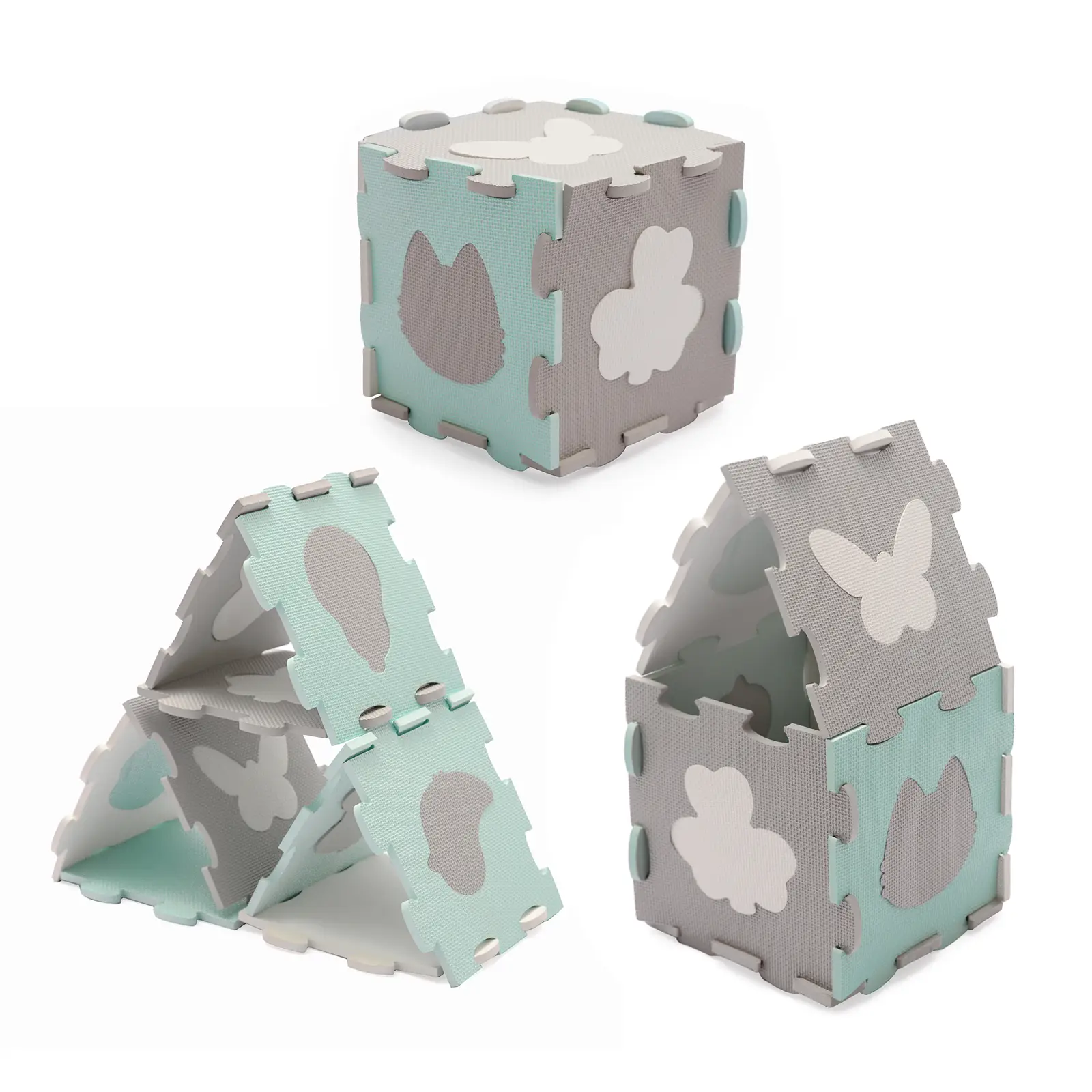 Коврик-пазл Kinderkraft Luno Shapes Mint, 30 элементов (KPLUSH00MIN0000)