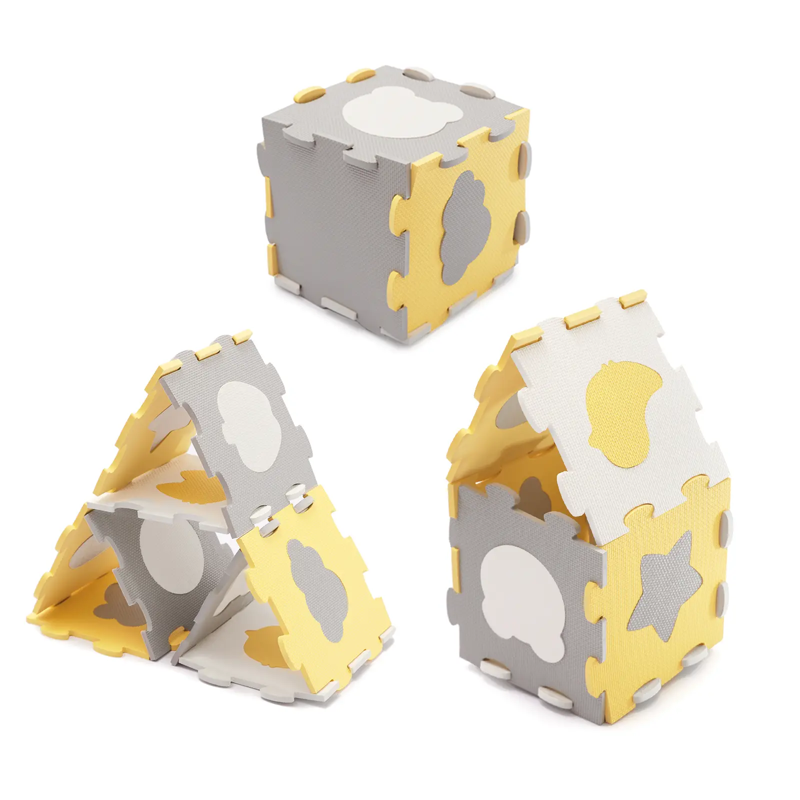 Коврик-пазл Kinderkraft Luno Shapes Yellow, 30 элементов (KPLUSH00MIN0000)