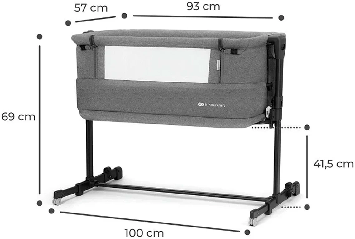 Приставне ліжечко-люлька Kinderkraft Neste Grow Grey Melange (KCNEGR00GRY0000)