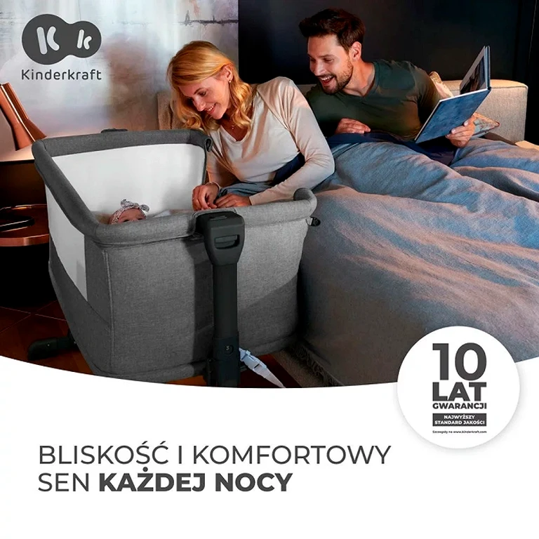 Приставне ліжечко-люлька Kinderkraft Neste Grow Grey Melange (KCNEGR00GRY0000)