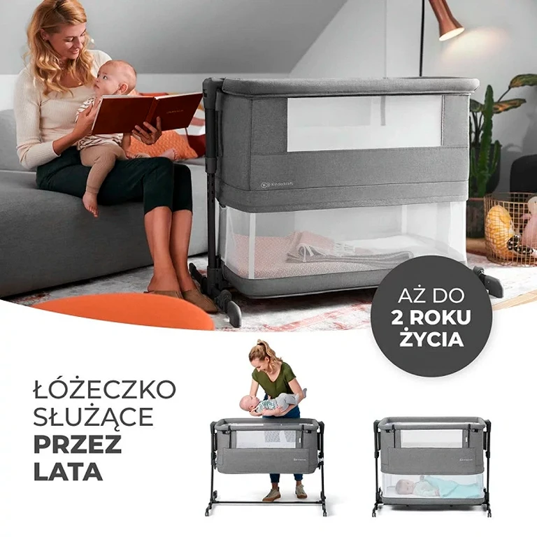 Приставне ліжечко-люлька Kinderkraft Neste Grow Grey Melange (KCNEGR00GRY0000)