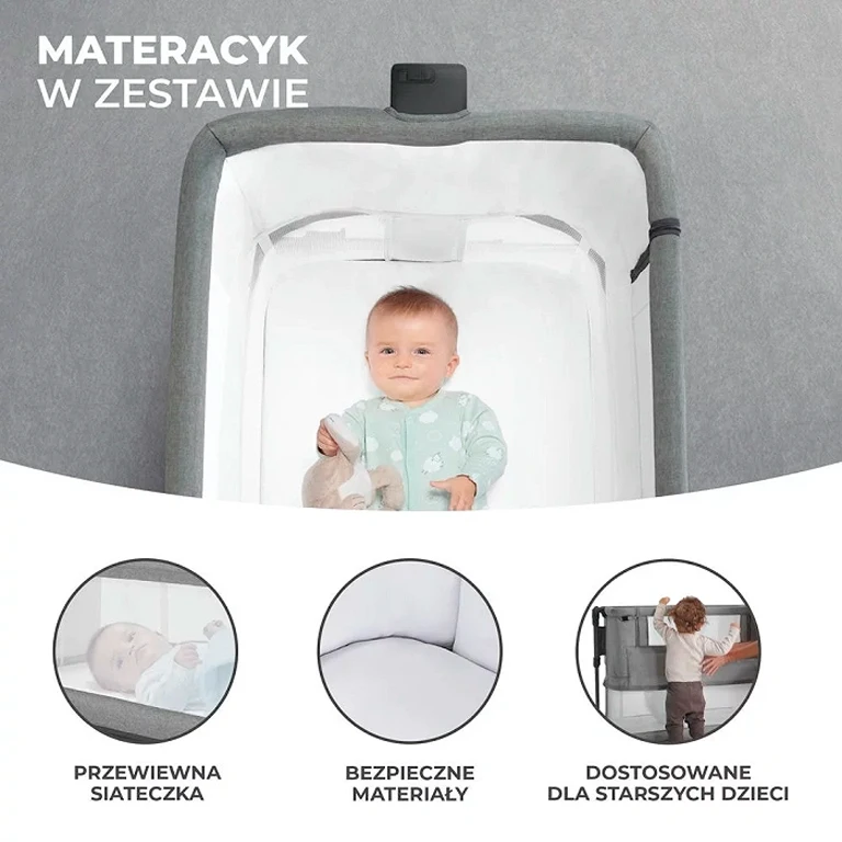 Приставне ліжечко-люлька Kinderkraft Neste Grow Grey Melange (KCNEGR00GRY0000)