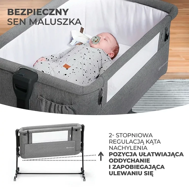 Приставне ліжечко-люлька Kinderkraft Neste Grow Grey Melange (KCNEGR00GRY0000)