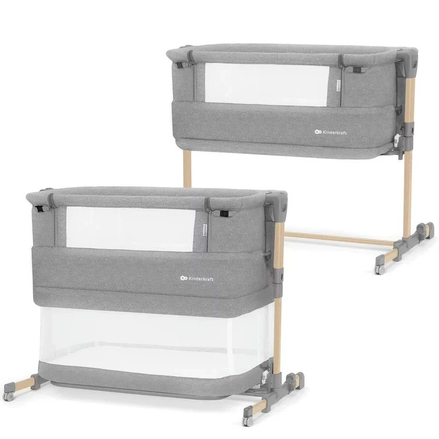 Приставная кроватка-люлька Kinderkraft Neste Grow Light Grey Full Wood