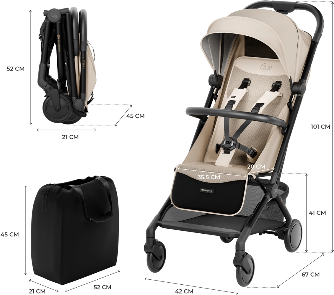 Прогулянкова коляска Kinderkraft Pilot 2 Beige