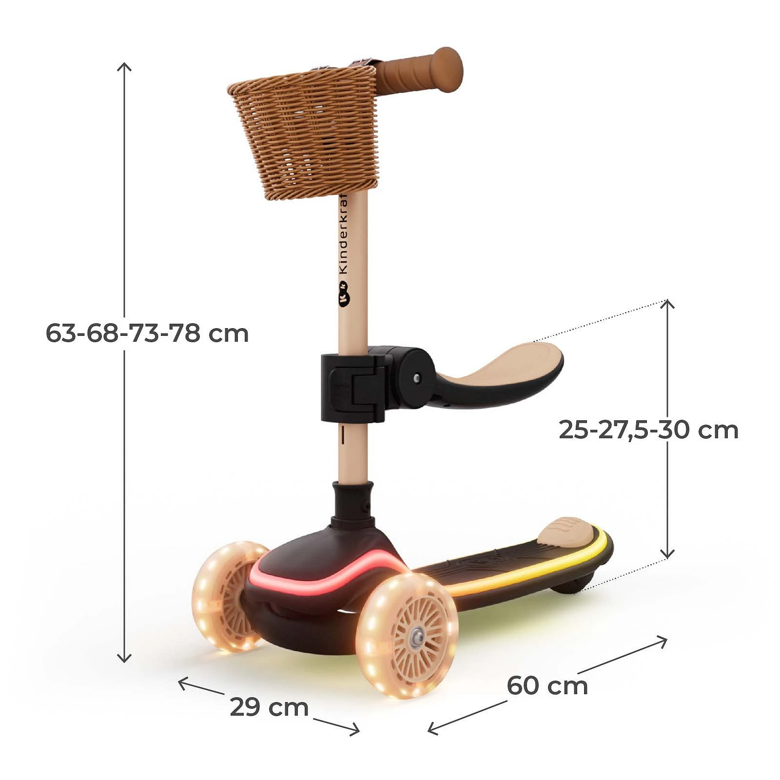 Триколісний самокат Kinderkraft Raket Up Beige