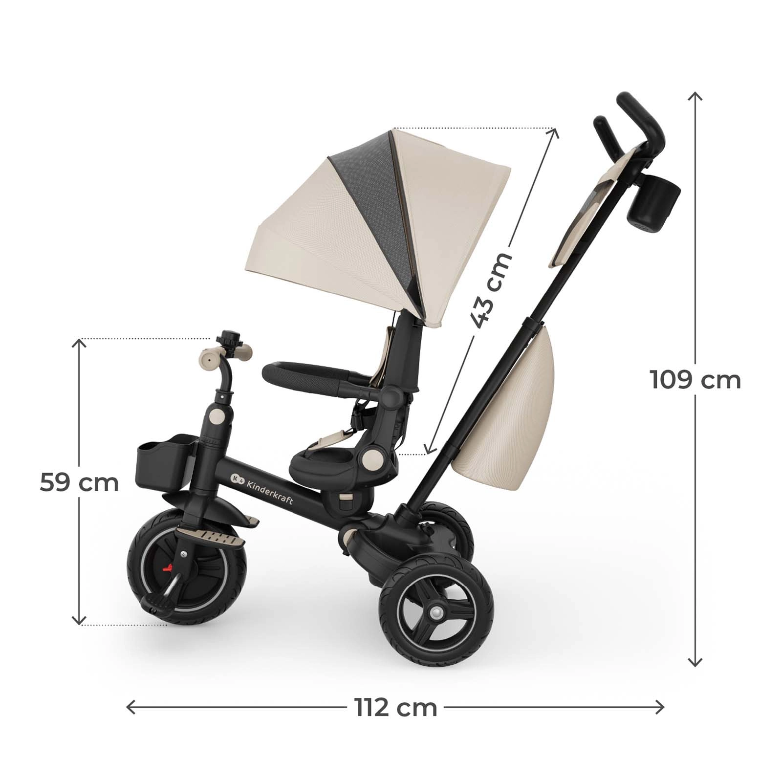 Дитячий триколісний велосипед Kinderkraft Spinstep 2 Plus Beige