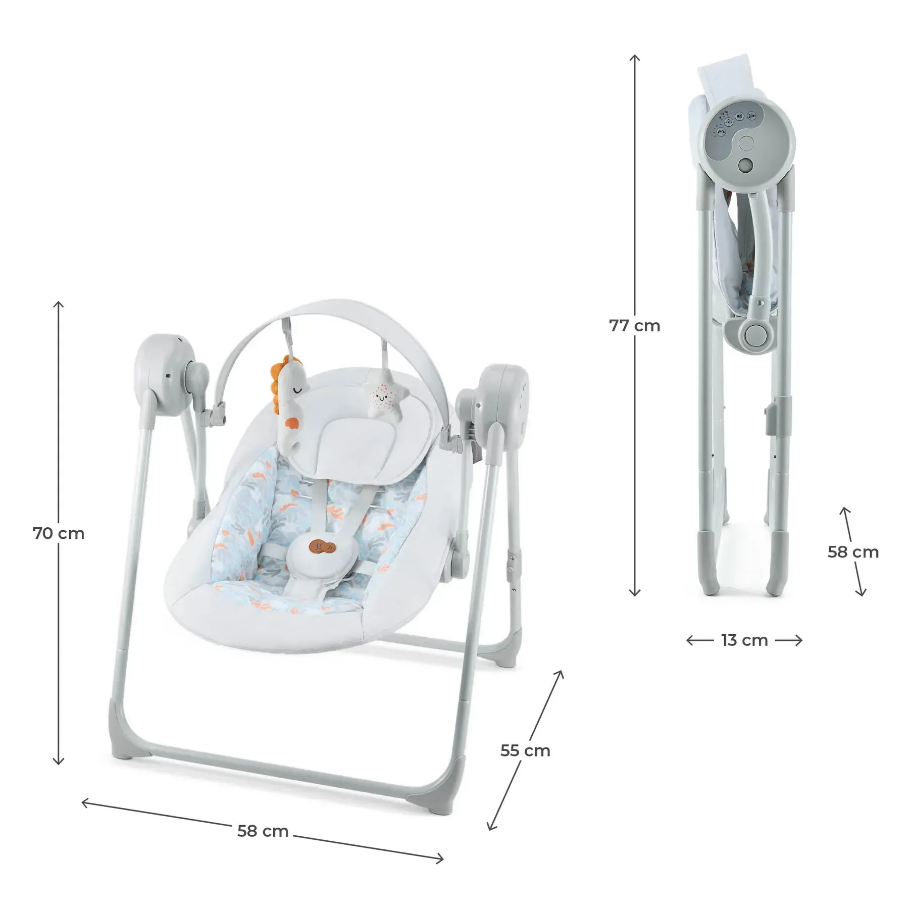 Електрична гойдалка та шезлонг Kinderkraft Swingee Grey