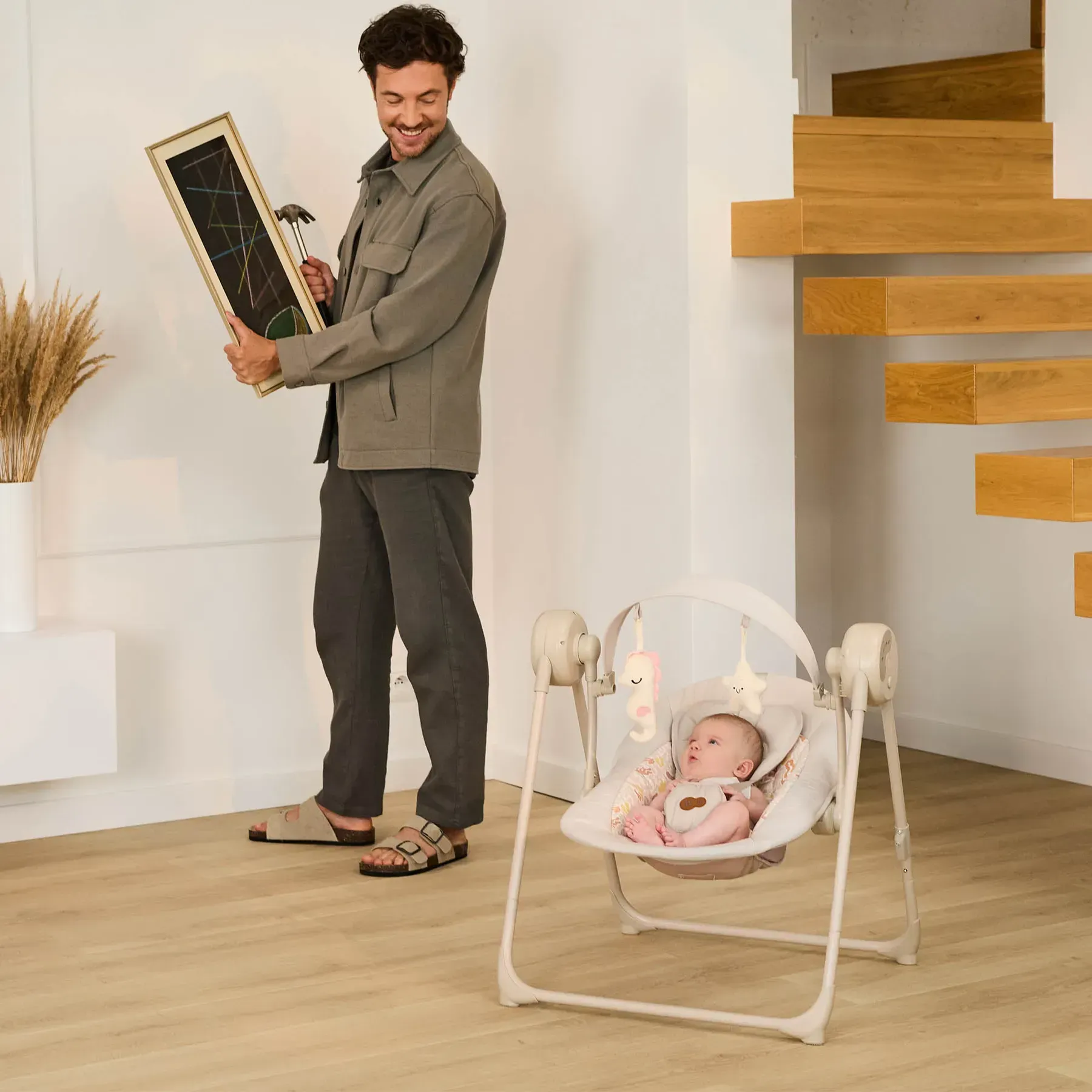 Електрична гойдалка та шезлонг Kinderkraft Swingee Grey