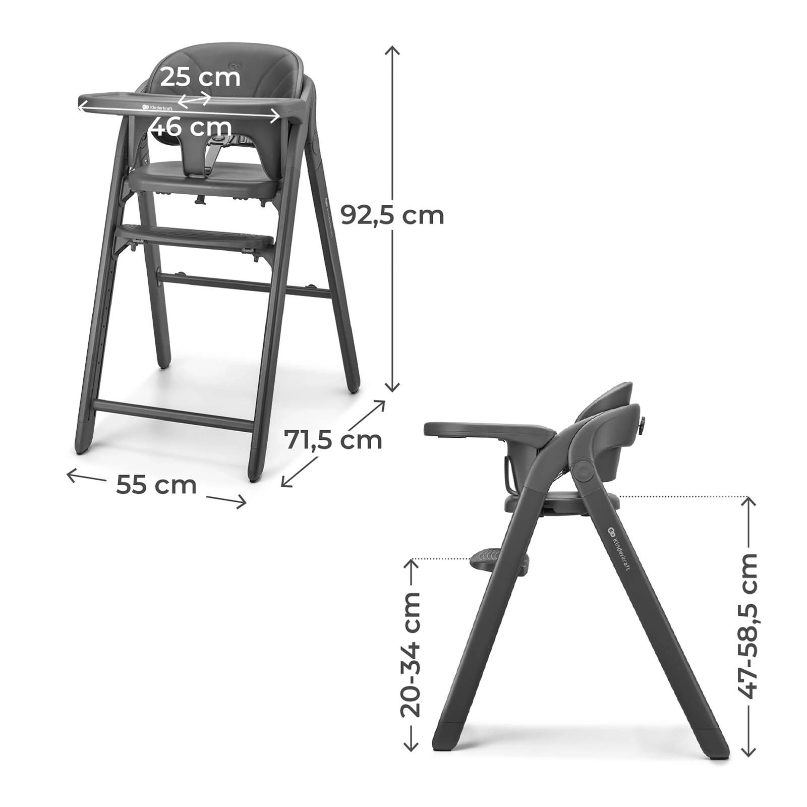Стільчик для годування 3 в 1 Kinderkraft Tino Grey