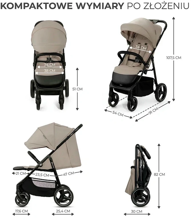 Прогулянкова коляска Kinderkraft Trig 3 Stone Beige