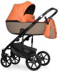Детская коляска 2 в 1 Riko Ozon Ecco 24, (коричневая кожа – оранжевая кожа)