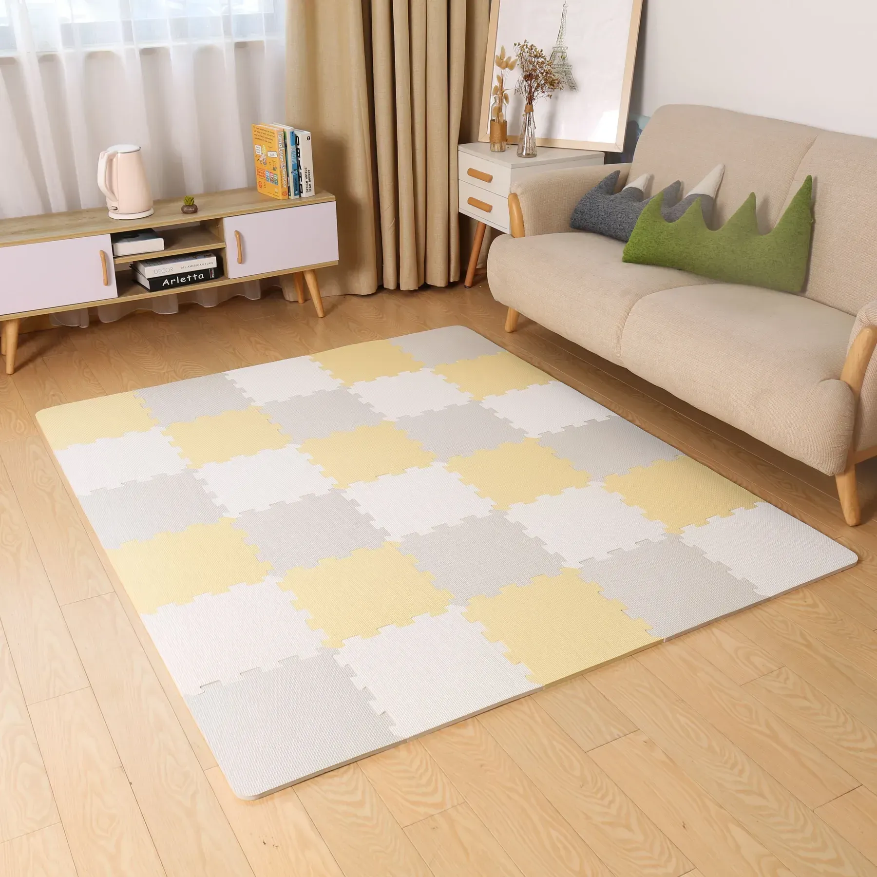 Коврик-пазл Kinderkraft Luno Yellow, 30 элементов