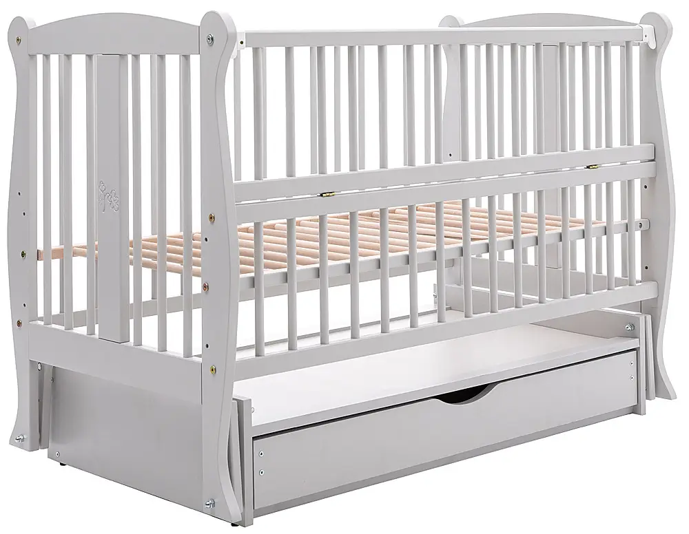 Кровать Babyroom Грация DGMYO-3 маятник, ящик, откидной бок, бук, серый