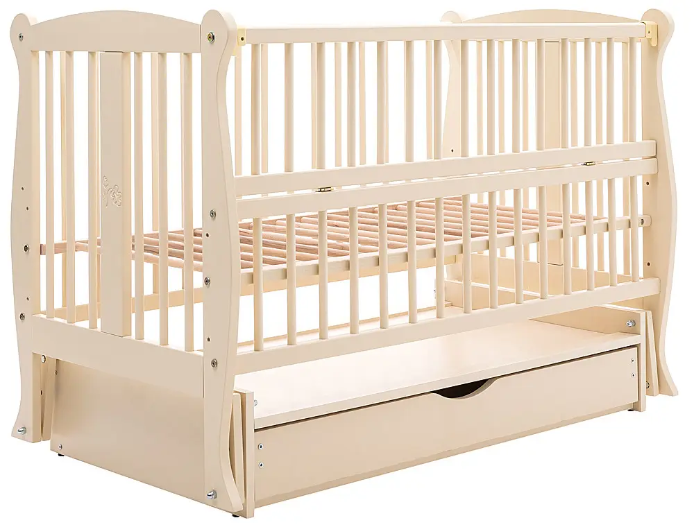 Кровать Babyroom Грация DGMYO-3 маятник, ящик, откидной бок, бук, слоновая кость