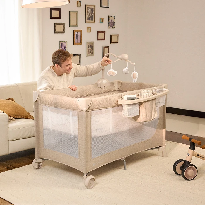 Ліжко-манеж із пеленатором Kinderkraft Leody Up Grey