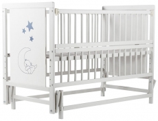 Дитяче ліжко Babyroom Ведмедик M-02 маятник, відкидний бік бук білий