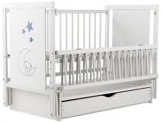 Дитяче ліжко Babyroom Ведмедик M-03 маятник, ящик, відкидний бік бук білий