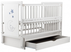 Дитяче ліжко Babyroom Ведмедик M-03 маятник, ящик, відкидний бік бук білий