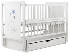 Детская кроватка Babyroom Медвежонок M-03 маятник, ящик, откидной бок  бук белый