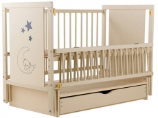 Дитяче ліжко Babyroom Ведмедик M-03 маятник, ящик, відкидний бік бук слонова кістка
