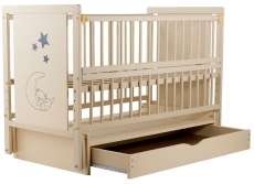 Дитяче ліжко Babyroom Ведмедик M-03 маятник, ящик, відкидний бік бук слонова кістка