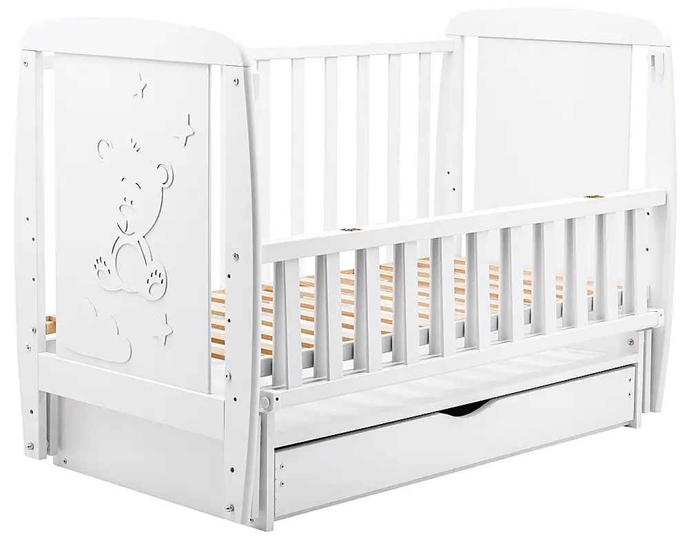 Ліжечко Babyroom Умка DUMYO-3 маятник, ящик, відкидний бік бук білий