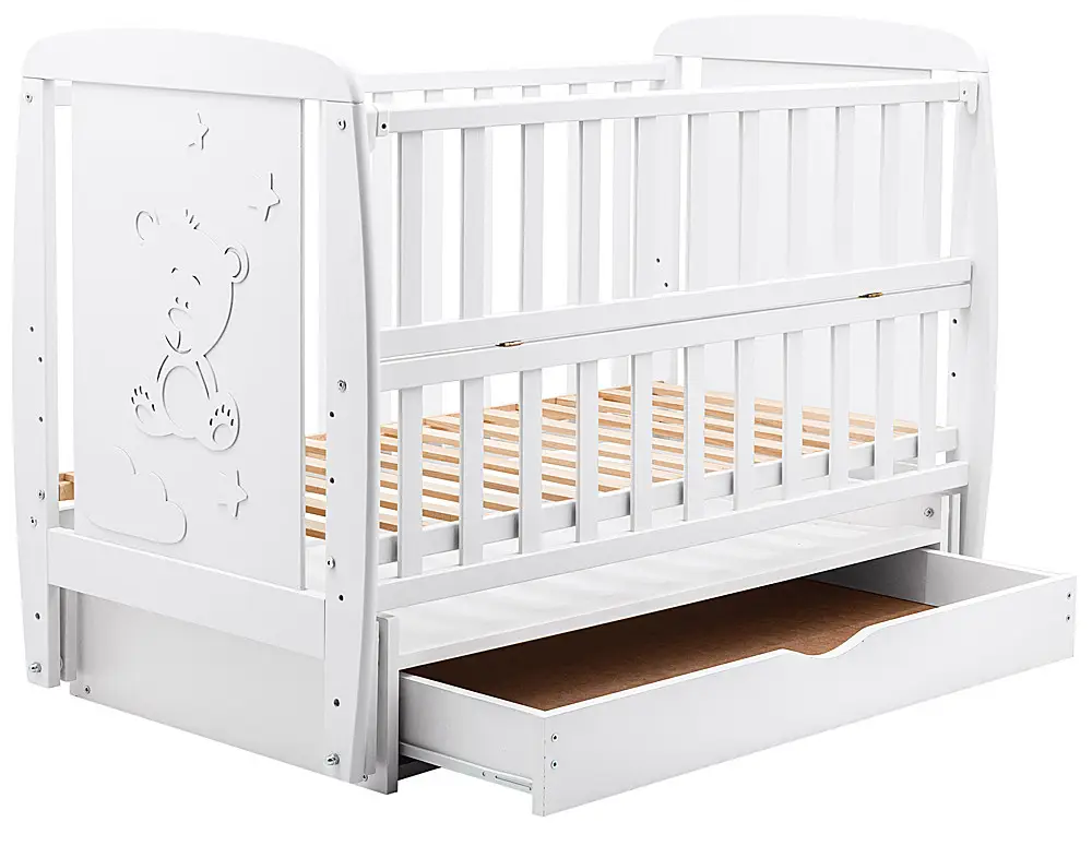 Ліжечко Babyroom Умка DUMYO-3 маятник, ящик, відкидний бік бук білий