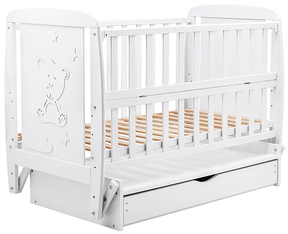 Ліжечко Babyroom Умка DUMYO-3 маятник, ящик, відкидний бік бук білий