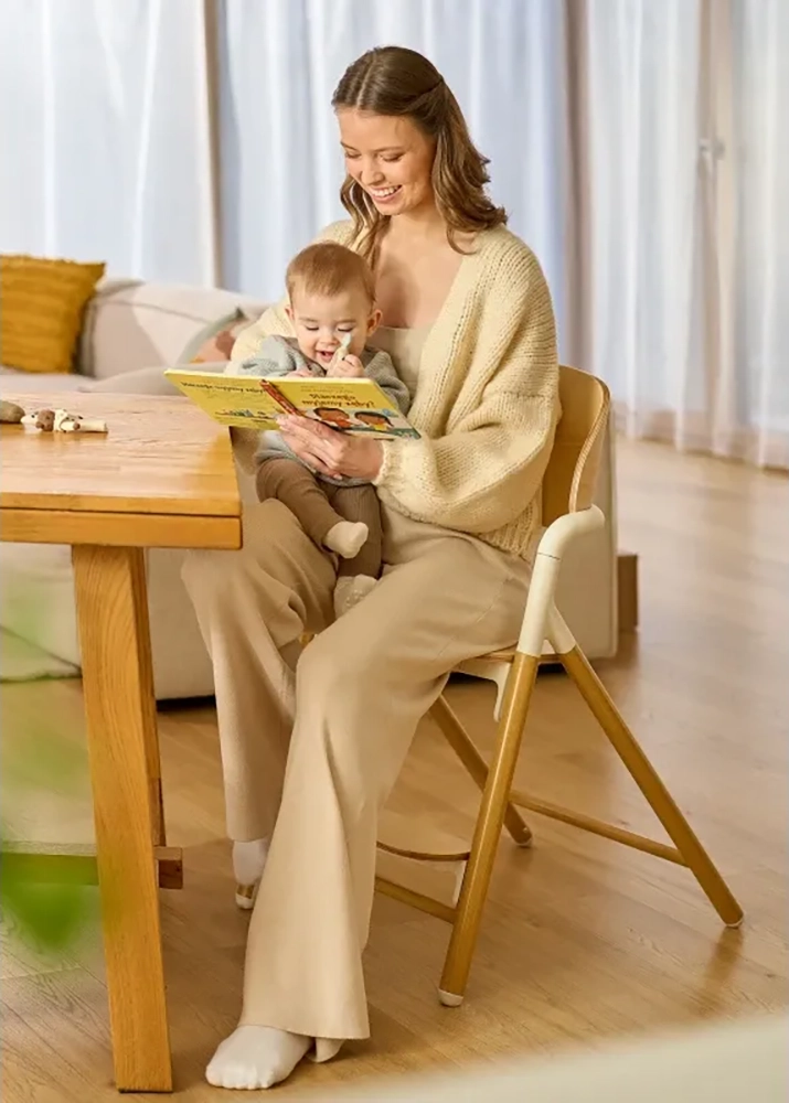 Стільчик для годування Lionelo Celia White Natural Wood