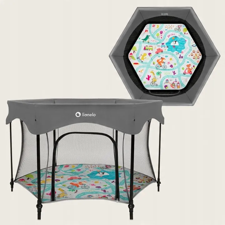 Дитячий манеж Lionelo Roel Plus GREY MULTICOLOR