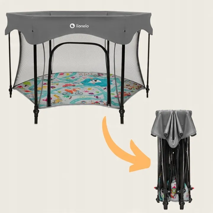Дитячий манеж Lionelo Roel Plus GREY MULTICOLOR