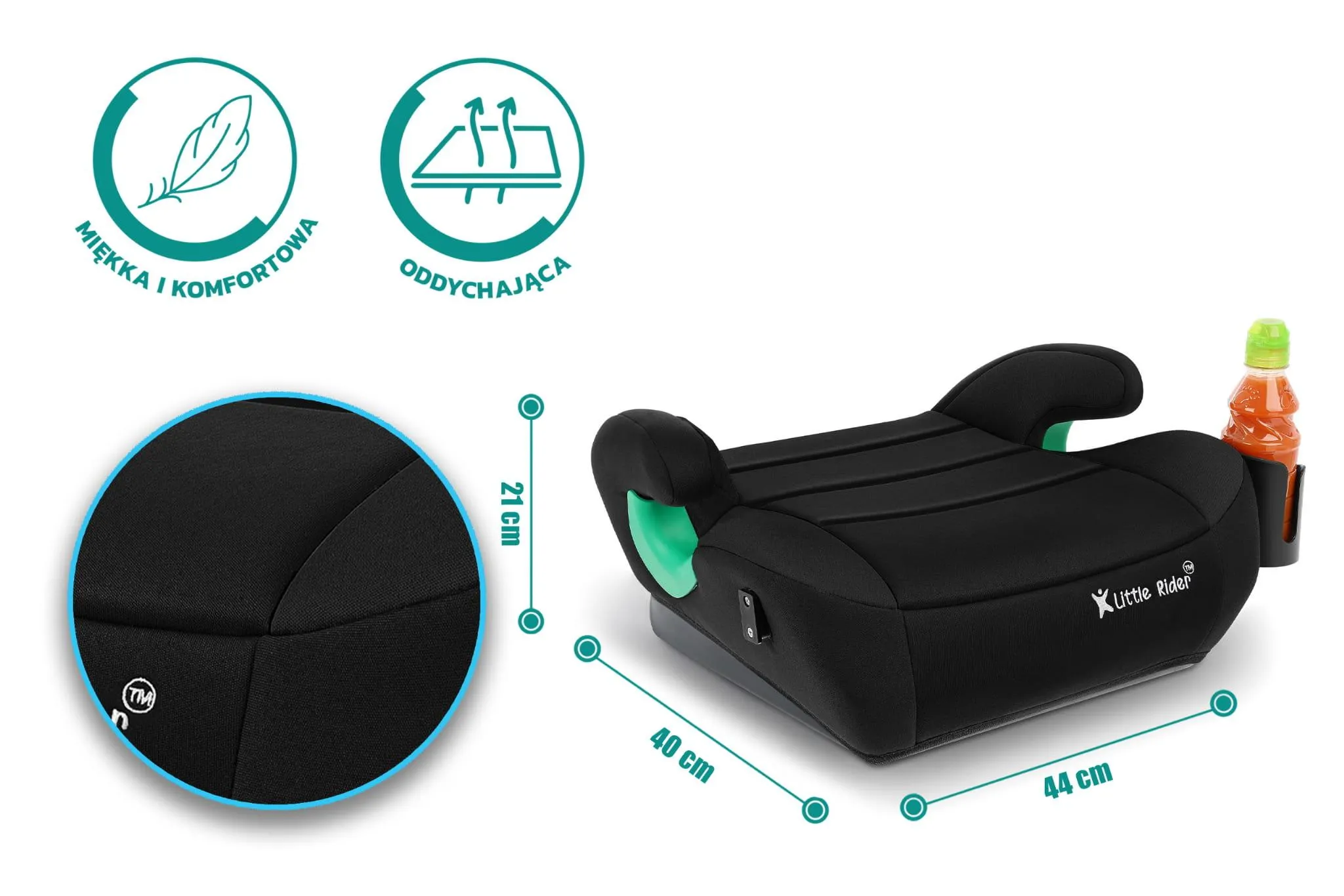 Автокресло бустер Little Rider Boost Black 125-150 см