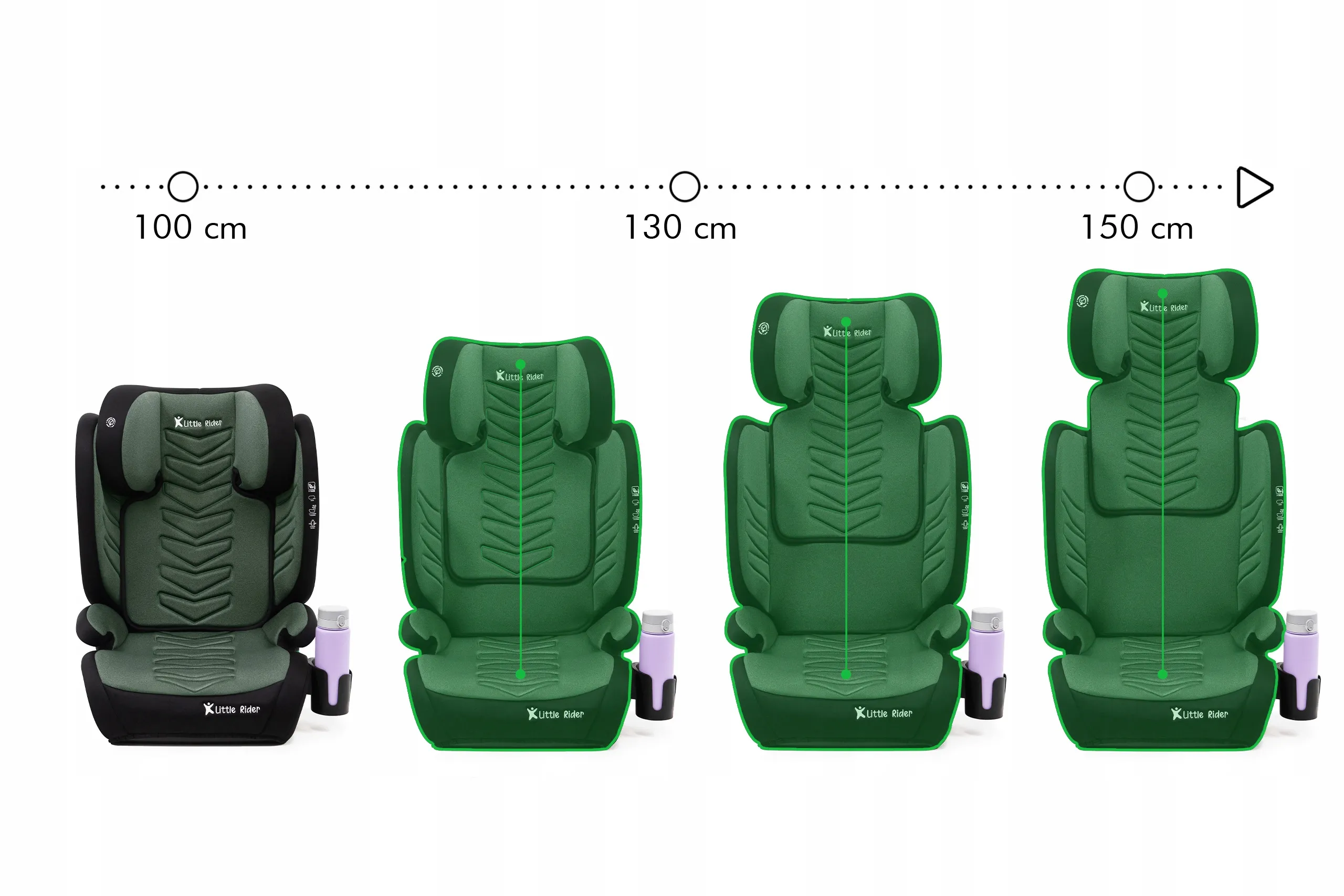 Автокресло Little Rider Leonardo Isofix  2 в 1 Green 100-150 см