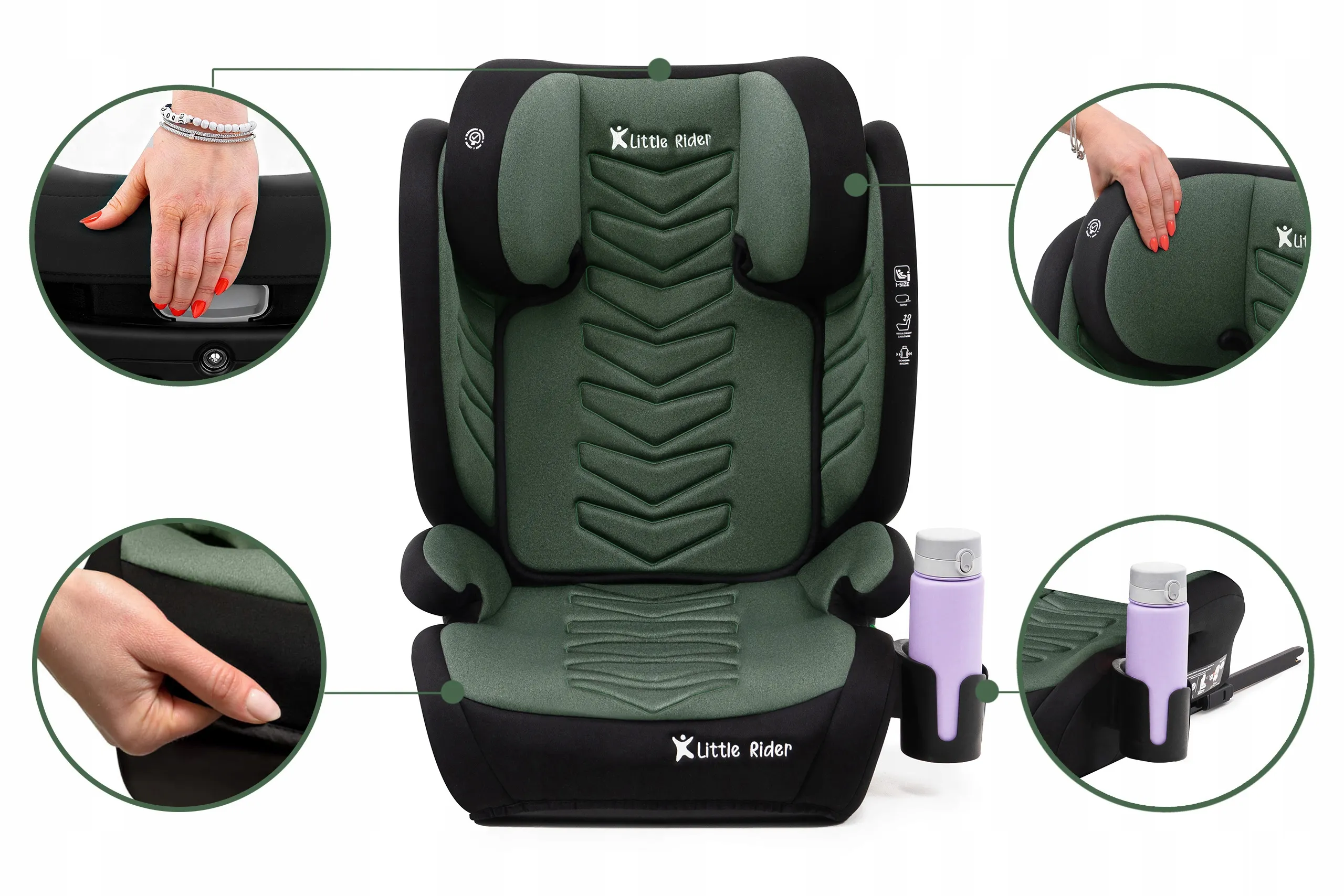 Автокресло Little Rider Leonardo Isofix  2 в 1 Green 100-150 см