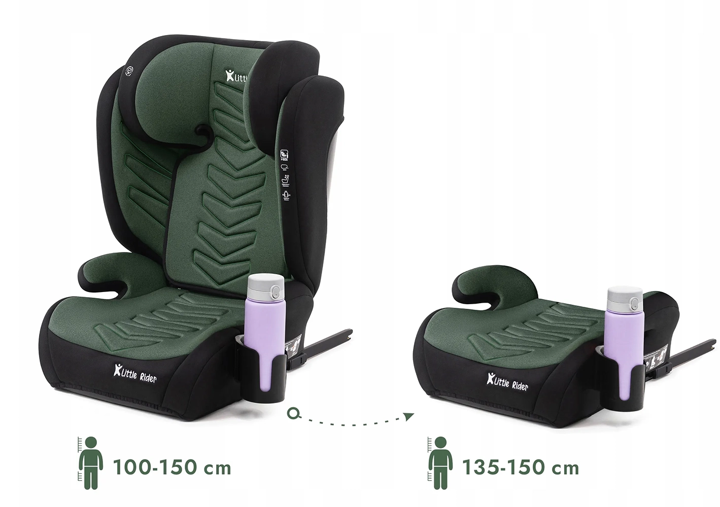 Автокресло Little Rider Leonardo Isofix  2 в 1 Green 100-150 см
