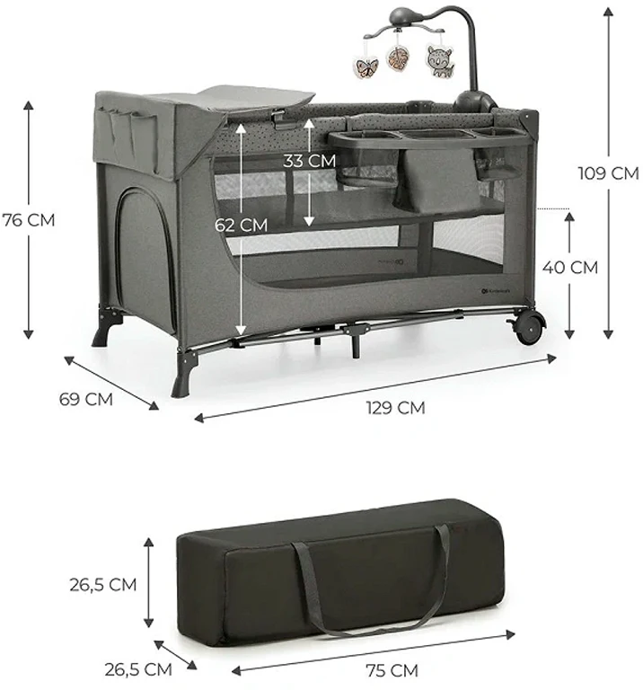 Манеж із пеленатором Kinderkraft Joy 2 Dark Grey