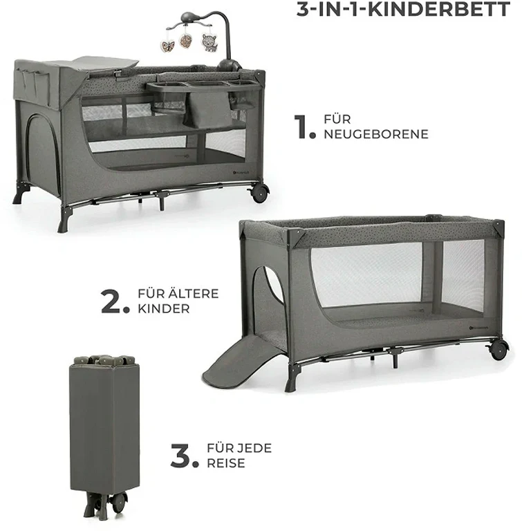 Манеж із пеленатором Kinderkraft Joy 2 Dark Grey