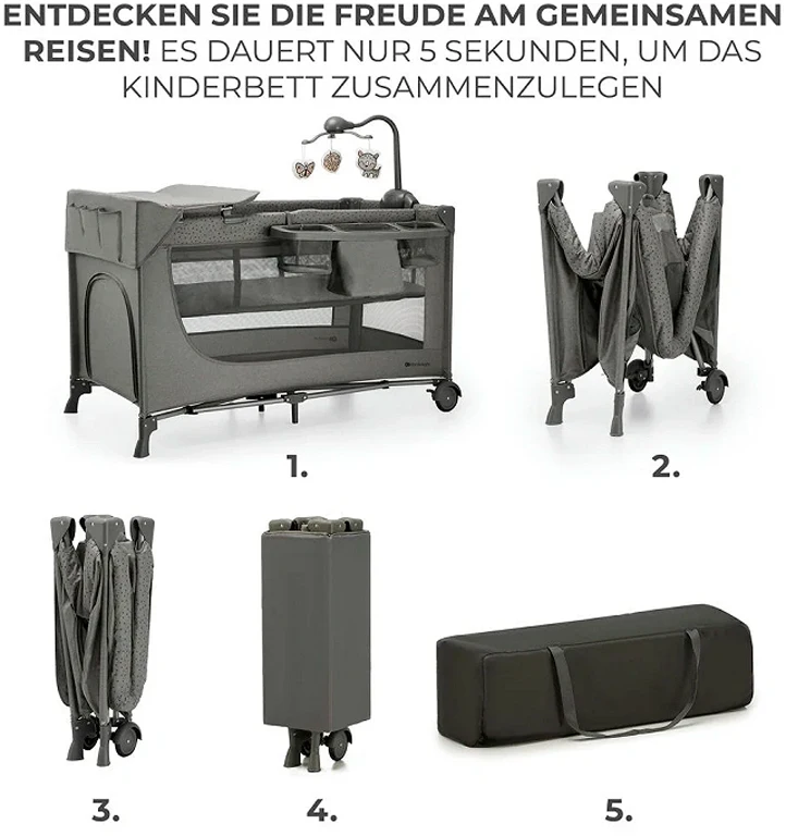 Манеж із пеленатором Kinderkraft Joy 2 Dark Grey