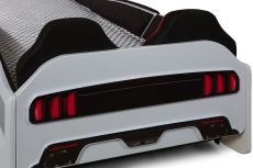 Дитяче ліжко машина Mustang Full Extra White 190х90 см з підсвічуванням, музикою, шкіряний салон, пультом