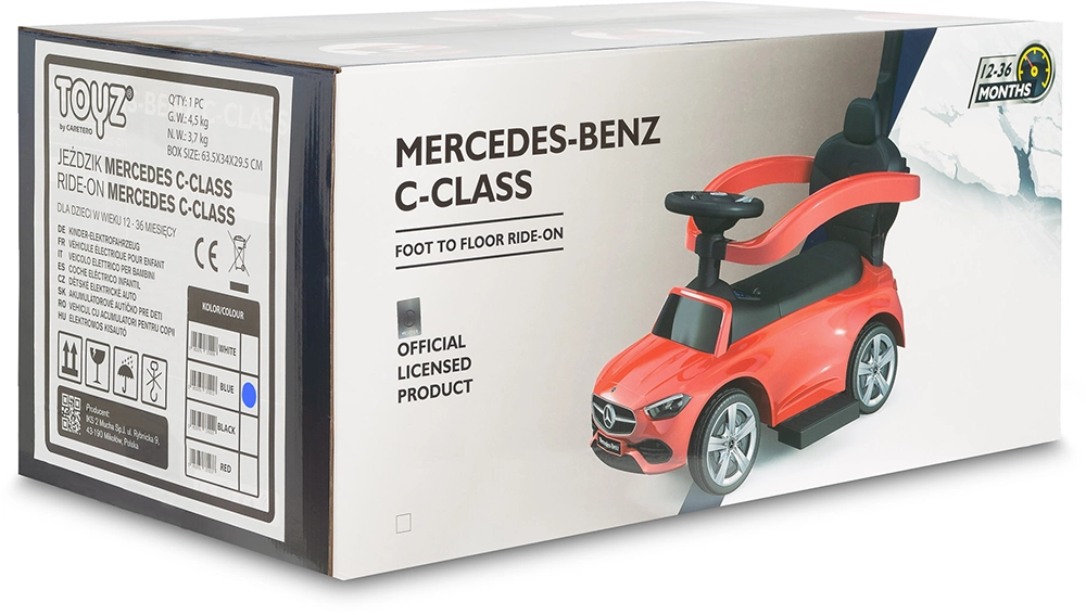 Машинка для катання Caretero (Toyz) Mercedes C-CLASS з батьківською ручкою Blue