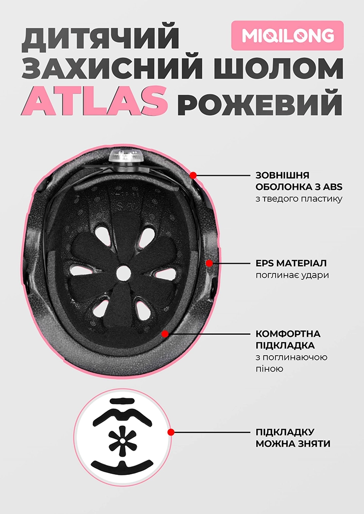 Детский защитный шлем Miqilong Atlas рожевый
