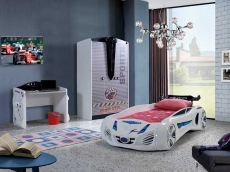 Дитяче ліжко машина MUSVENUS Future Car (Tesla) white з підсвічуванням, музикою, пультом, спойлером